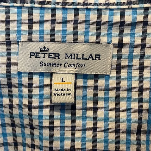 Peter Millar Men's Blue and White Checkered Shirt - Picture 2 of 10